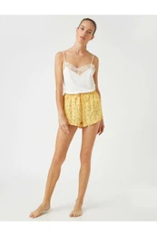 Women's Yellow Floral Ruffled Shorts
