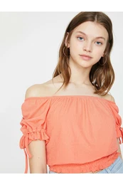 Women's Pink Open Shoulder Short Sleeve T-Shirt