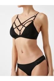 Banded Bikini Top with Metal Accessory Detail