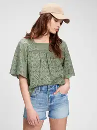 Top ss sq nk eyele - Women's