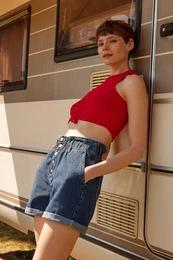 enske kratke hlae Denim