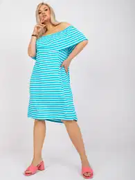 Pruhovan aty Annabel modr plus velikosti