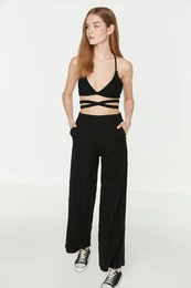 Black Fake Knitwear Knitted Blouse