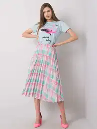 Pleated skirt with mint cheque