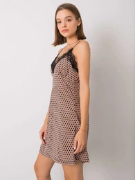 Black-beige dress with patterns by Elessa RUE PARIS