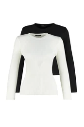 Black and White 2-Piece Knitwear Sweater