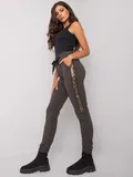 Khaki Visok pas Jeggings za dame image