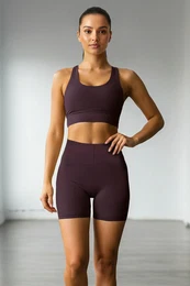 Dark Plum Recovery Knitted Sports Shorts/Short Leggings