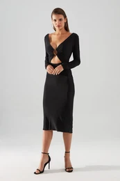 Black Collar Detailed Dress