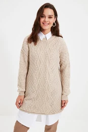 krema Openwork pulover za pletenine