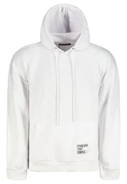 White Oversize/Wide Cut Hooded Labeled Fleece/Warm Sweatshirt