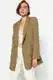 Trendyol Light Khaki Oversize Lined Buttoned Woven Blazer Jacket