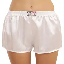 Women's boxer shorts classic elastic satin white