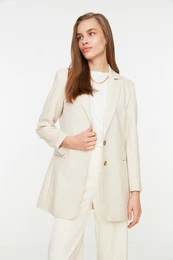 Beige Two-Button Blazer Woven Jacket