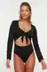 Trendyol Black Long Sleeves with Tie Detail for Swimming