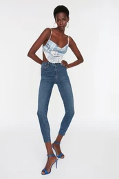 temno modra odrezana normalna pas Skinny Jeans