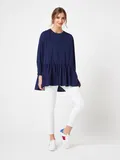 Temno modra Dolga Bluza za dame image