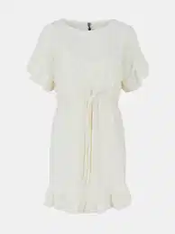 Cream Perforated Waist Dress Life - Women