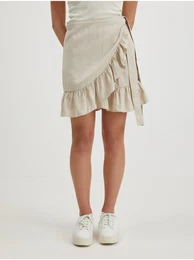 Beige wrap skirt with frills Olivia - Women