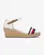 White Women's Wedge Sandals Tommy Hilfiger Shimmery Ribbon