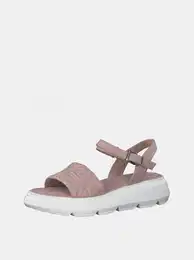 Old Pink Leather Patterned Sandals on The Platform - Women