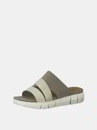 Cream-grey Leather Slippers - Women