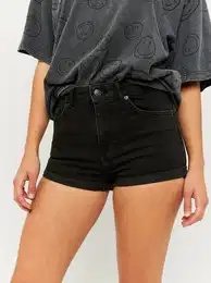 Black Denim Shorts - Women