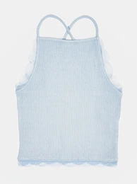 Light blue top with lace details - Women
