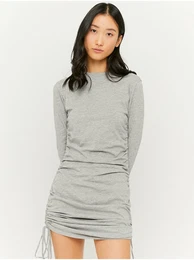 Light Grey Sheath Minidress with Drawstring On Hips - Ladies