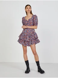 Red and Blue Floral Dress