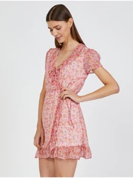 Light Pink Floral Wrap Dress - Women