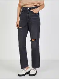 Black Womens Wide Jeans with Cut Effect TALLY WEiJ - Women