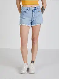 Light blue women's denim shorts with decorative details TALLY WE - Women's