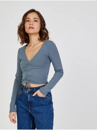 Blue Women Cropped T-Shirt - Women