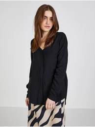 Black blouse with elongated back Paya - Women