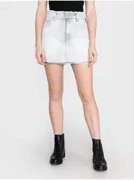 Light grey women's short denim skirt - Women's