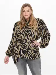Brown patterned shirt with tie at waist CARMAKOMA Tundr - Women