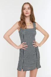 Black Gingham Super Mini tkan aty