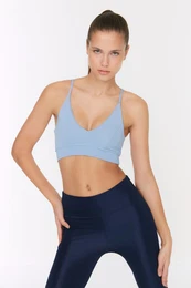Light Blue Supported/Styling String Strap Knitted Sports Bra
