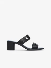 Black Women's Leather Heeled Sandals Meda - Women's
