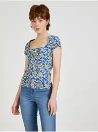 Blue women's patterned T-shirt Deco - Women