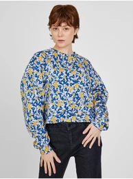 Yellow-blue women's patterned sweatshirt - Ladies