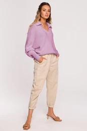 Narejen iz ustev enski pulover M687