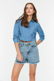 Blue Ripped Denim Shorts