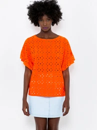 Orange blouse with madeira - Ladies
