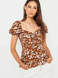 Brown floral blouse - Ladies