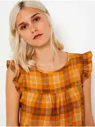 Orange plaid blouse - Ladies