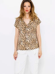 Beige blouse with cheetah pattern - Women