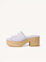 Light purple suede heeled slippers - Women's