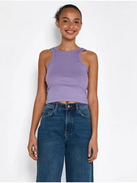 Light purple ribbed cropped tank top Ribella - Women